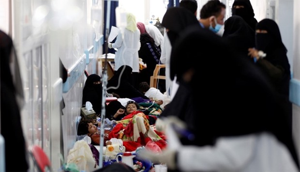 Cholera-infected children are seen at a Yemeni hospital. 