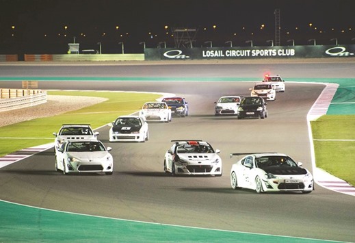 Abdullah al-Khelaifi leads the pack during Race 1 of the fifth round of the QTCC at the Losail International Circuit.
