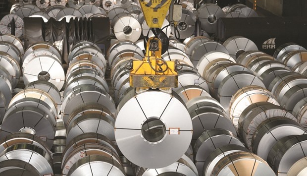 Steel rolls are pictured at the plant of German steel company Salzgitter in Lower Saxony, Germany. Contracts for u201cMade in Germanyu201d goods were up by 1% on the month, the Economy Ministry said, the first time since November 2015 that new orders increased for two months in a row.