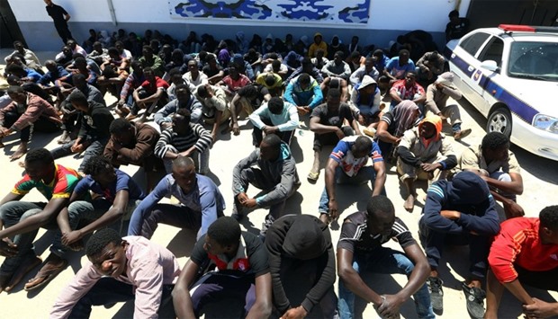 Illegal migrants, who were found by Libyan security forces