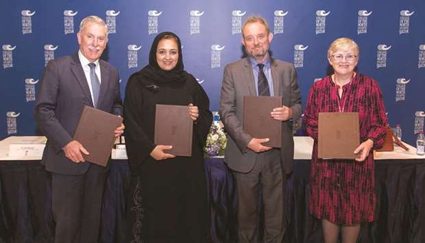 Dr Ken MacLeod, Dr Sheikha Aisha bint Faleh al-Thani, Dr William Radford and Dr Karen Foster after the signing of the agreement.