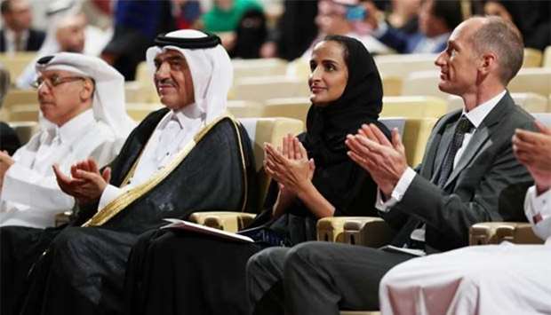 HE Sheikha Hind bint Hamad al-Thani and other dignitaries at the Texas A&M University at Qatar commencement ceremony on Thursday.
