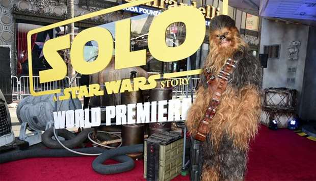 Chewbacca attends the premiere of Disney Pictures and Lucasfilm's ,Solo: A Star Wars Story, at the El Capitan Theatre