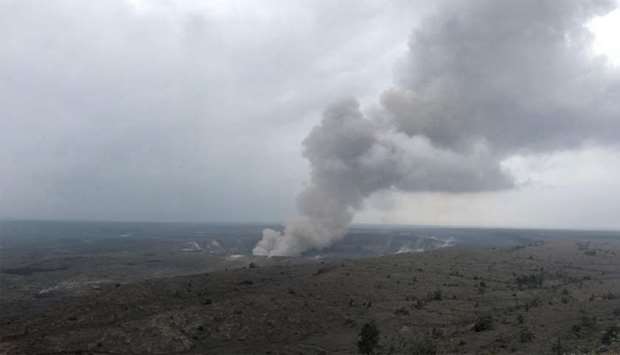 Smoke from the Kilauea volcano rises from the Halemau2019umau2019u crater on the Big Island in Hawaii