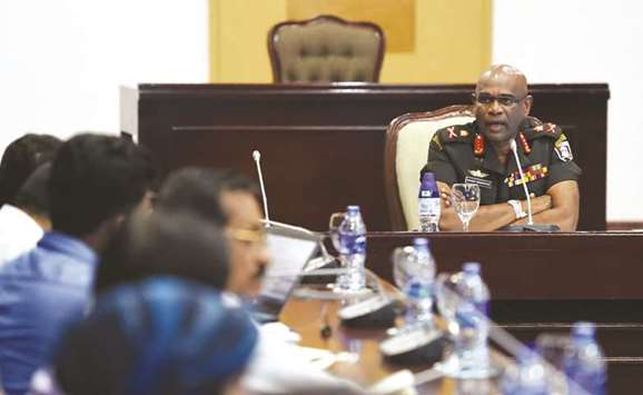 Sri Lankan army chief Mahesh Senanayake addresses the Foreign Correspondents Association (FCA) in Colombo yesterday.