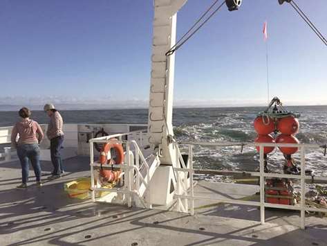 RESPITE: Katherine Dawson and Victoria Orphan take a quiet moment as the ship heads to Monterey Canyon, the deepest underwater canyon along North Americau2019s west coast.