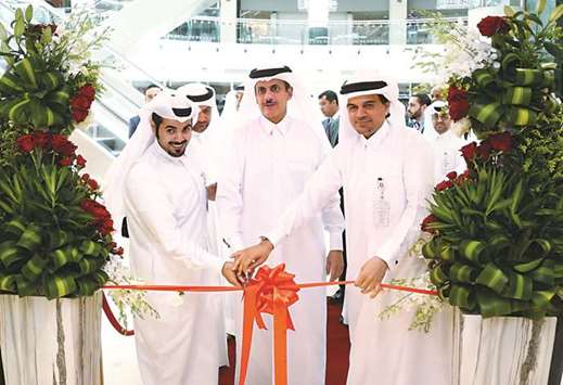 QIIB chairman and managing director Sheikh Dr Khalid bin Thani bin Abdullah al-Thani inaugurating the banku2019s branch at the City Center Doha in the presence of CEO Dr Abdulbasit Ahmed al-Shaibei among other dignitaries yesterday.