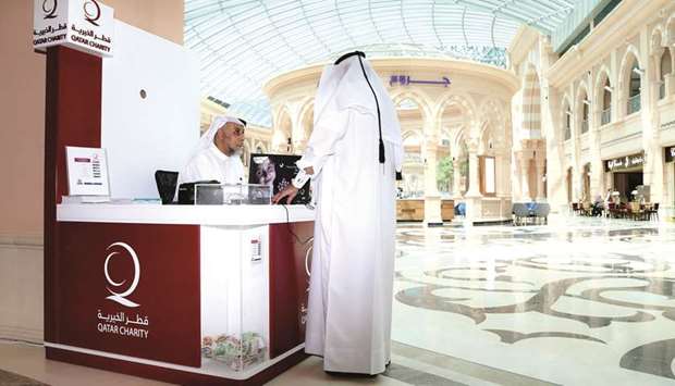 A newly started collection point of Qatar Charity.
