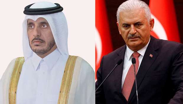 HE the Prime Minister and Minister of Interior, Sheikh Abdullah bin Nasser bin Khalifa al-Thani and Turkish Prime Minister Binali Yildirim
