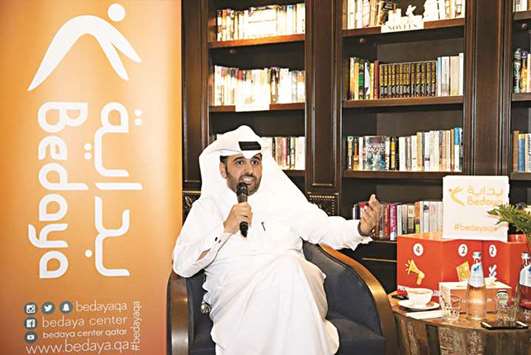 QDB CEO Abdulaziz bin Nasser al-Khalifa, who was the first guest of Success Corner, stresses a point during the event.