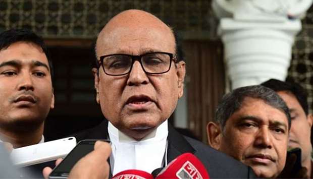 Bangladesh Nationalist Party leader and lawyer for Khaleda Zia, Khandaker Mahbub Hossain, speaks after Zia was granted bail at a court in Dhaka on Wednesday.