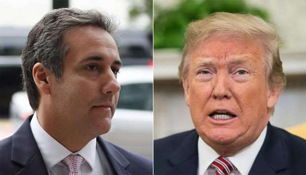 Michael Cohen (L), President Trump's personal lawyer and US President Donald Trump.