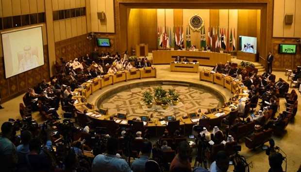 A general view of the Arab League Foreign Ministers meeting in Cairo.