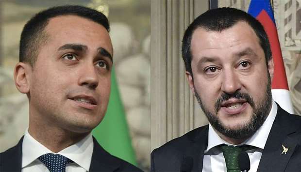 Anti-establishment Five Star Movement (M5S) leader Luigi Di Maio (L) and Italian President Sergio Mattarella 