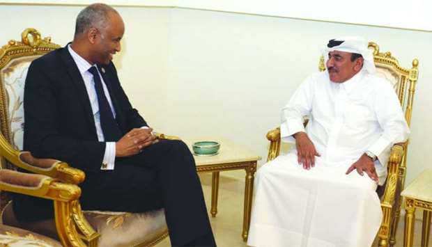 HE the Minister of Transport and Communications Jassim Seif Ahmed al-Sulaiti with Canadian Minister of Immigration, Refugees and Citizenship, Ahmed Hussen