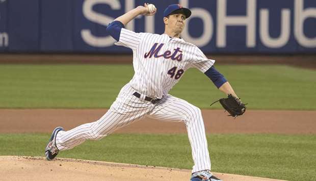 New York Mets pitcher Jacob DeGrom delivers a pitch during the first inning of the MLB game against Arizona Diamondbacks at Citi Field in New York. PICTURE: USA TODAY Sports