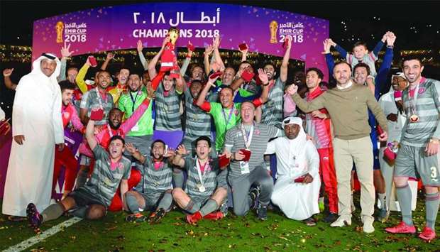 The victorious Duhail squad. PICTURE: Noushad Thekkayil