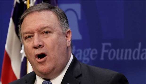 US Secretary of State Mike Pompeo speaks at the Heritage Foundation in Washington, DC on Monday.