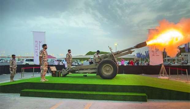 The Ramadan cannon being fired at Katara.