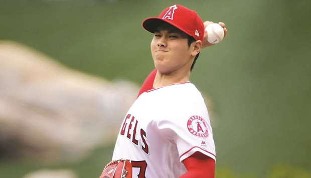 Los Angeles Angels starting pitcher Shohei Ohtani throws the ball against the Tampa Bay Rays during their MLB game at Angel Stadium of Anaheim. PICTURE: USA TODAY Sports