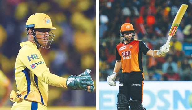 Chennai Super Kings captain MS Dhoni (left) and Sunrisers Hyderabad captain Kane Williamson.