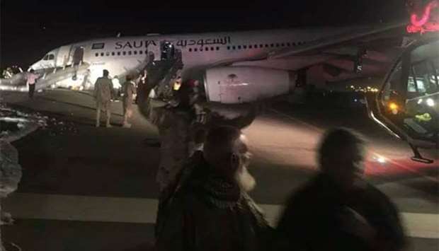 The Saudia aircraft suffered a malfunction in the hydraulic system. Picture: Twitter
