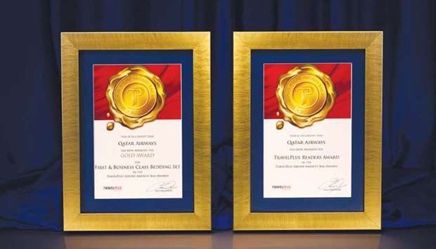 Qatar Airways won two product awards: the u2018Gold Awardu2019 for its First and Business Class bedding set, and the u2018TravelPlus Readers Awardu2019 for its First and Business Class limited edition pink breast cancer awareness amenity kits.