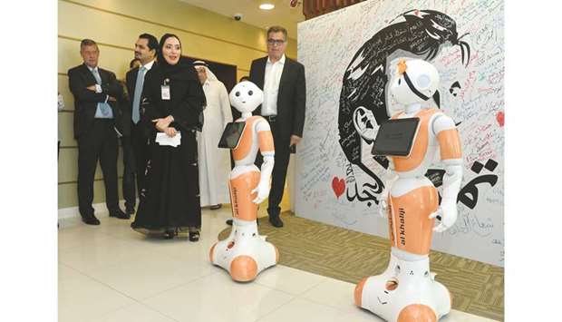 Rana al-Asaad, head of Personal Banking of al khaliji, provides an overview of ‘Jassim’ and ‘Noor’, the bank’s first state-of-the-art humanoid robots. PICTURE: Noushad Thekkayil