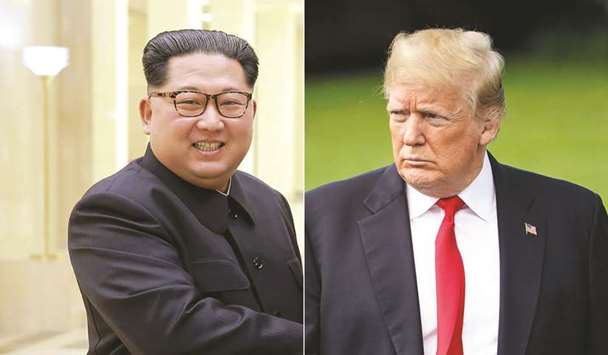 Kim Jong-un and Donald Trump in a combination photograph.