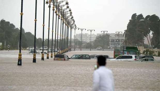 Cars submerged in water in Salalah after Cyclone Mekunu battered southern Oman.