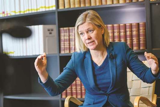 Magdalena Andersson, Swedenu2019s finance minister, gestures while speaking during a Bloomberg Television interview at the Ministry of Finance in Stockholm. u201cLooking back on the wave of reforms that made central banks independent, itu2019s obvious today that it wasnu2019t well thought through,u201d she said.
