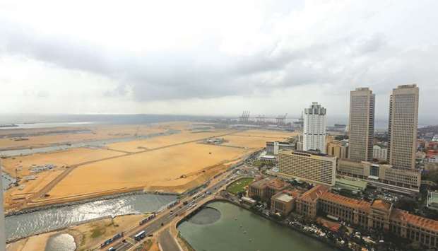 A general view of Colombo Port City construction site in Colombo yesterday.