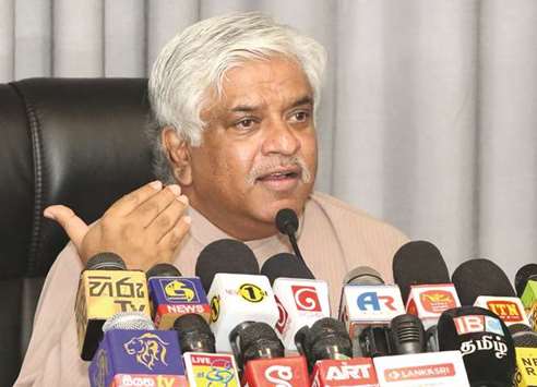 Sri Lankau2019s former cricket captain Arjuna Ranatunga speaks during a press conference in Colombo yesterday. (AFP)