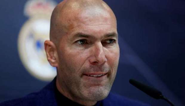 Real Madrid coach Zinedine Zidane pictured during the press conference.