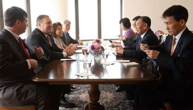 North Korea Vice-Chairman Kim Yong-chol(R) meets with United States Secretary of State Mike Pompeo(L) 