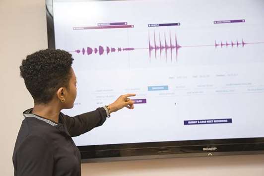 STUDY OF SOUNDS: Student Ayanna Seals shows different sources of noise according to data collected throughout New York.