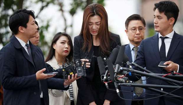 Cho Hyun-min, a former Korean Air senior executive and the younger daughter of the airline's chairman Cho Yang-ho, arrives at a police station in Seoul, South Korea on May 1, 2018