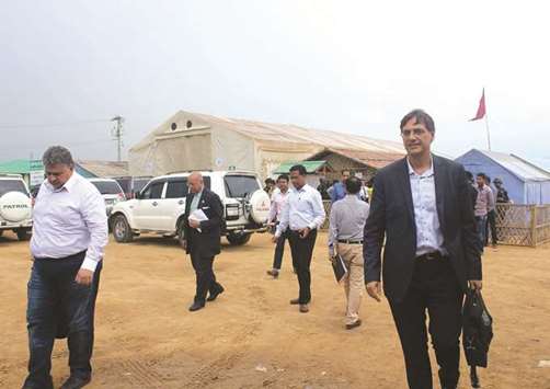 Member of the Organisation of Islamic Co-operation (OIC) delegates arrive at Kutupaling refugee camp in Bangladesh