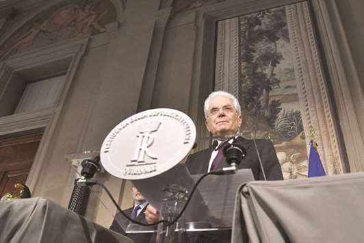 Mattarella: Let the parties decide of their own free will if they should give full powers to a government ... or else new elections (should be held) immediately in the month of July or the autumn.