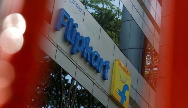 The logo of India's e-commerce firm Flipkart is seen on the company's office in Bengaluru, India