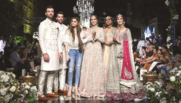 BRIDAL WEAR: Shahla Chatoor recently joined the bandwagon of solo shows this year after her successful departure last year, with a showcase of her bridal collection u2018Aksu2019 at Old Custom House Karachi.