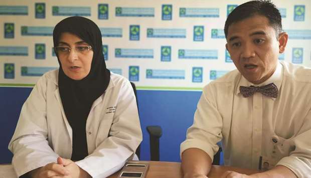 Dr Aisha Abeid and Dr Rafael Consunji at the press conference.