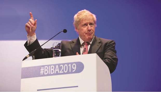 Boris Johnson attends the 2019 British Insurance Brokersu2019 Association (BIBA) conference in Manchester yesterday.