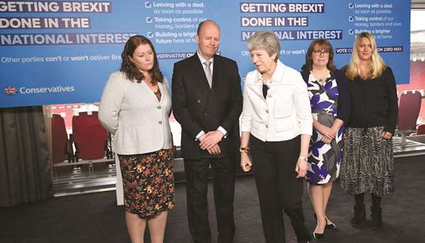 Prime Minster Theresa May attends a EU election campaign event in Bristol yesterday.