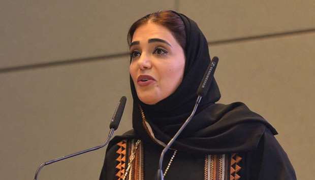 Dr Amal Mohamed al-Malki speaking at the event.rnrn