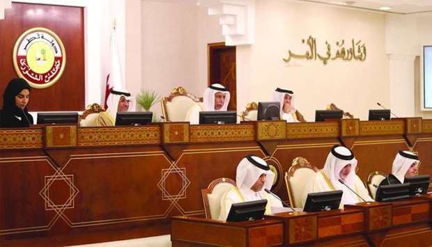 HE the Speaker of the Advisory Council Ahmed bin Abdullah bin Zaid al-Mahmoud chairing on Monday's session.