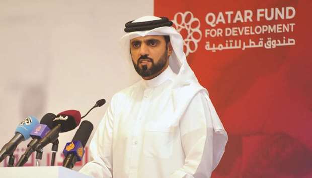 Khalifa bin Jassim al-Kuwari speaking at the event.