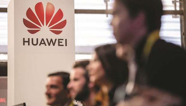 The Huawei Technologies logo sits on the companyu2019s exhibition stand at the Viva Technology conference in Paris on May 16. Huawei said it will continue to provide security updates and sales services to customers using Googleu2019s Android operating system, according to a company statement yesterday.
