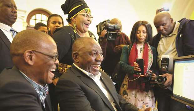 South Africau2019s President Cyril Ramaphosa registers as a Member of Parliament following his African National Congress (ANC) partyu2019s May 8 election victory in Cape Town, South Africa, yesterday.