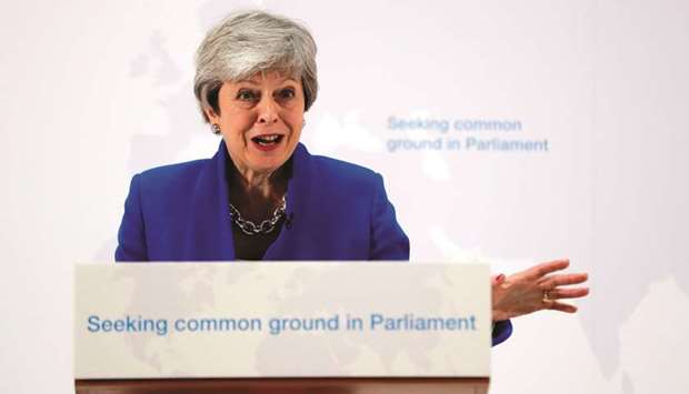Prime Minister Theresa May delivers a speech in central London yesterday.